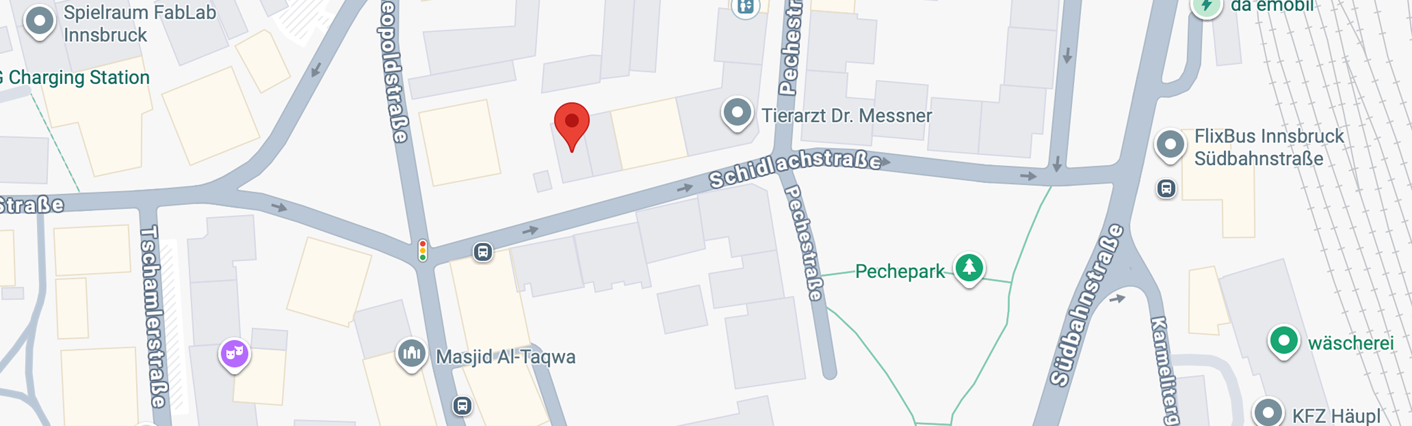 Karte mit dem Standort der Praxis in der Schidlachstraße 3 in Innsbruck